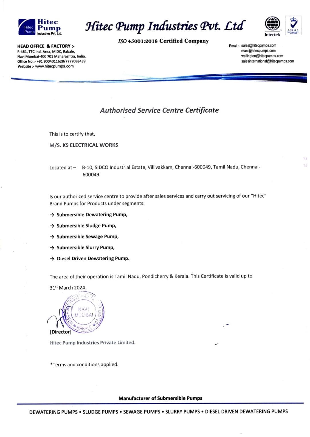 Dealership Certificate 4